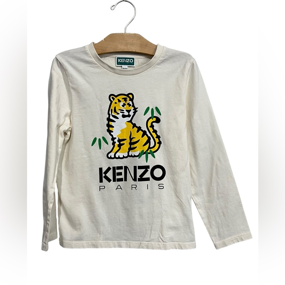 Kenzo Kids Long-Sleeve Tee Yellow Tiger Graphic Size 8